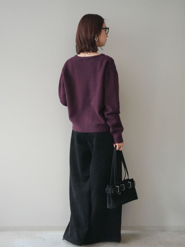 [予約]ベルトデザインループコールテンワイドパンツ(ベルト付き)/black