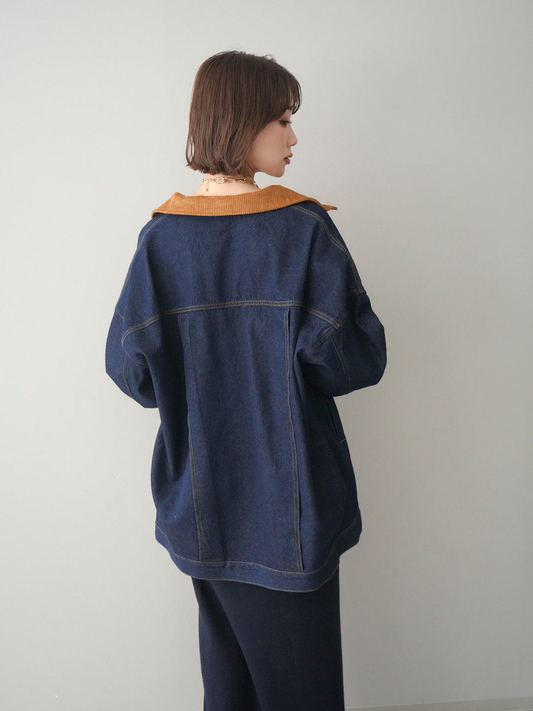 [SET]2WAYニットワンピース+コーデュロイ×デニムミドルジャケット(2set)