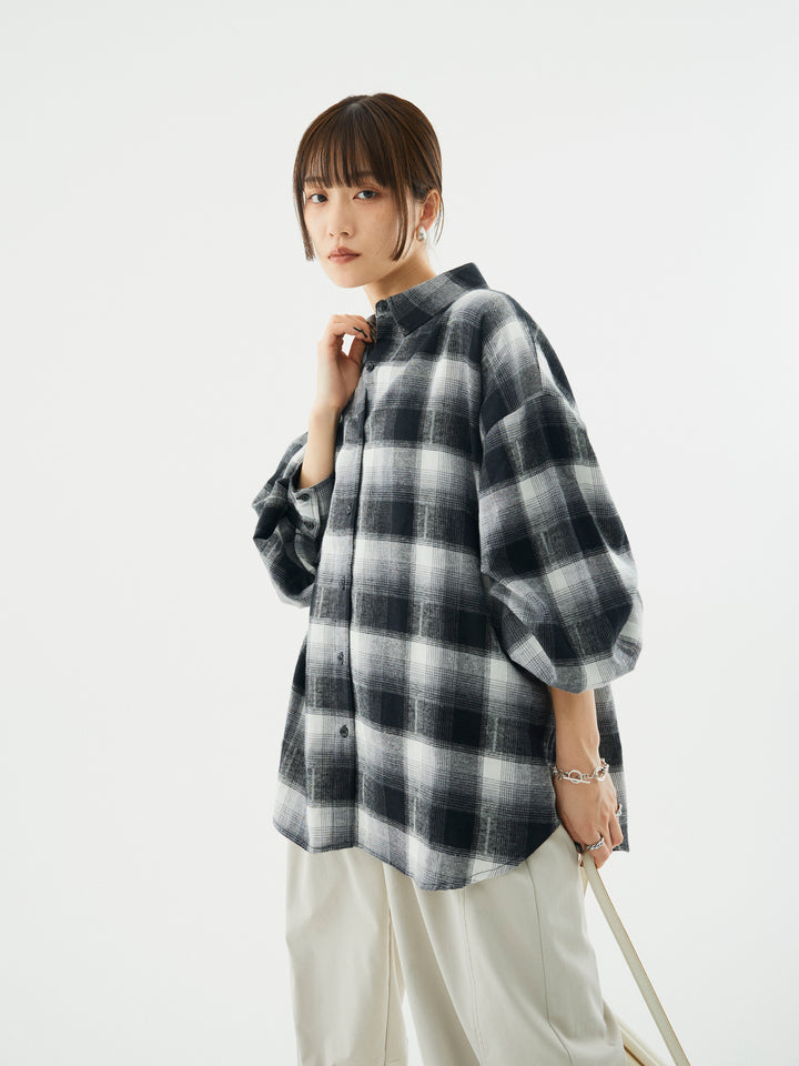 【Allure】[SET]オンブレチェックオーバーシャツ+オンブレチェックオーバーシャツ(2set)
