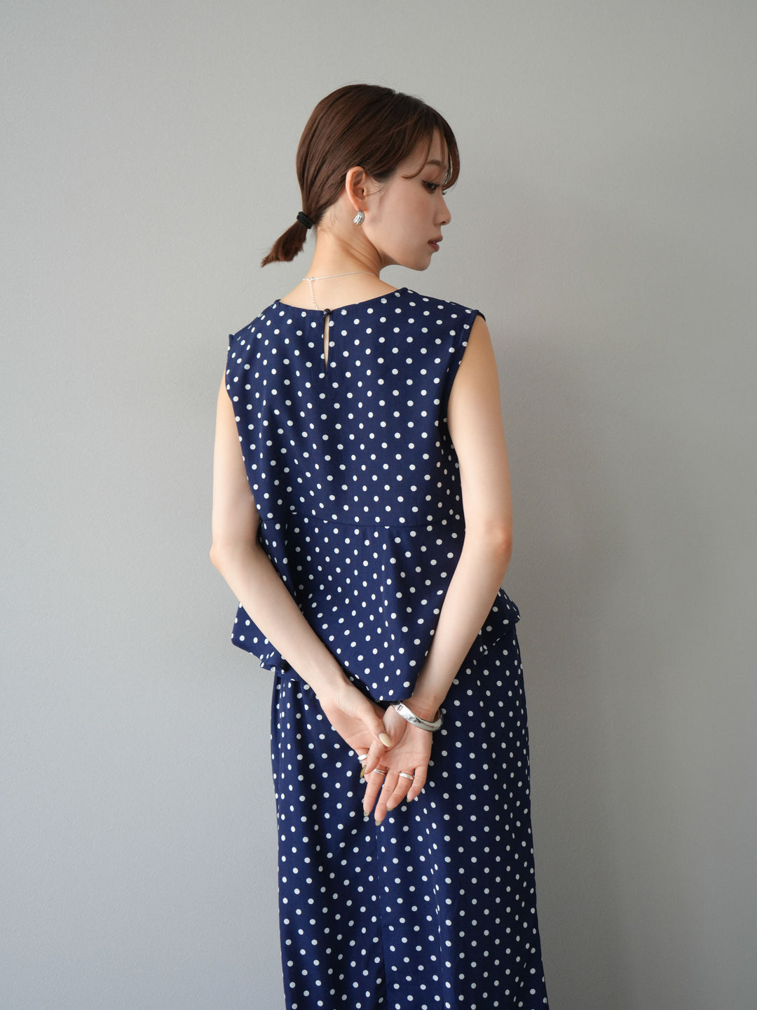 [予約]ドットぺプラムトップス/ネイビー