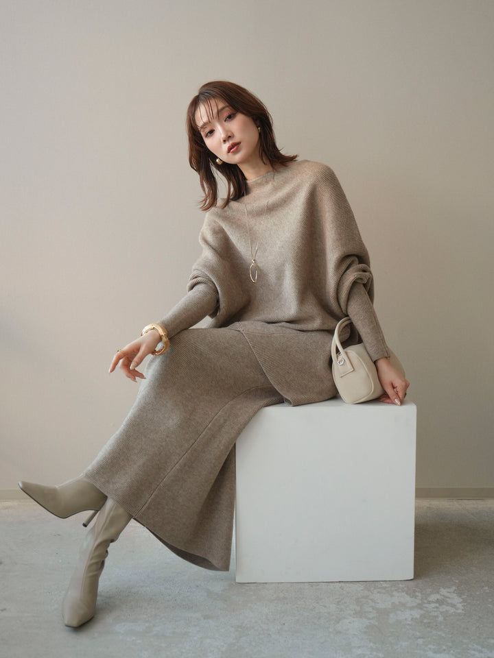 [SET]ウール混ドルマンニット&スカートSET UP(2set)