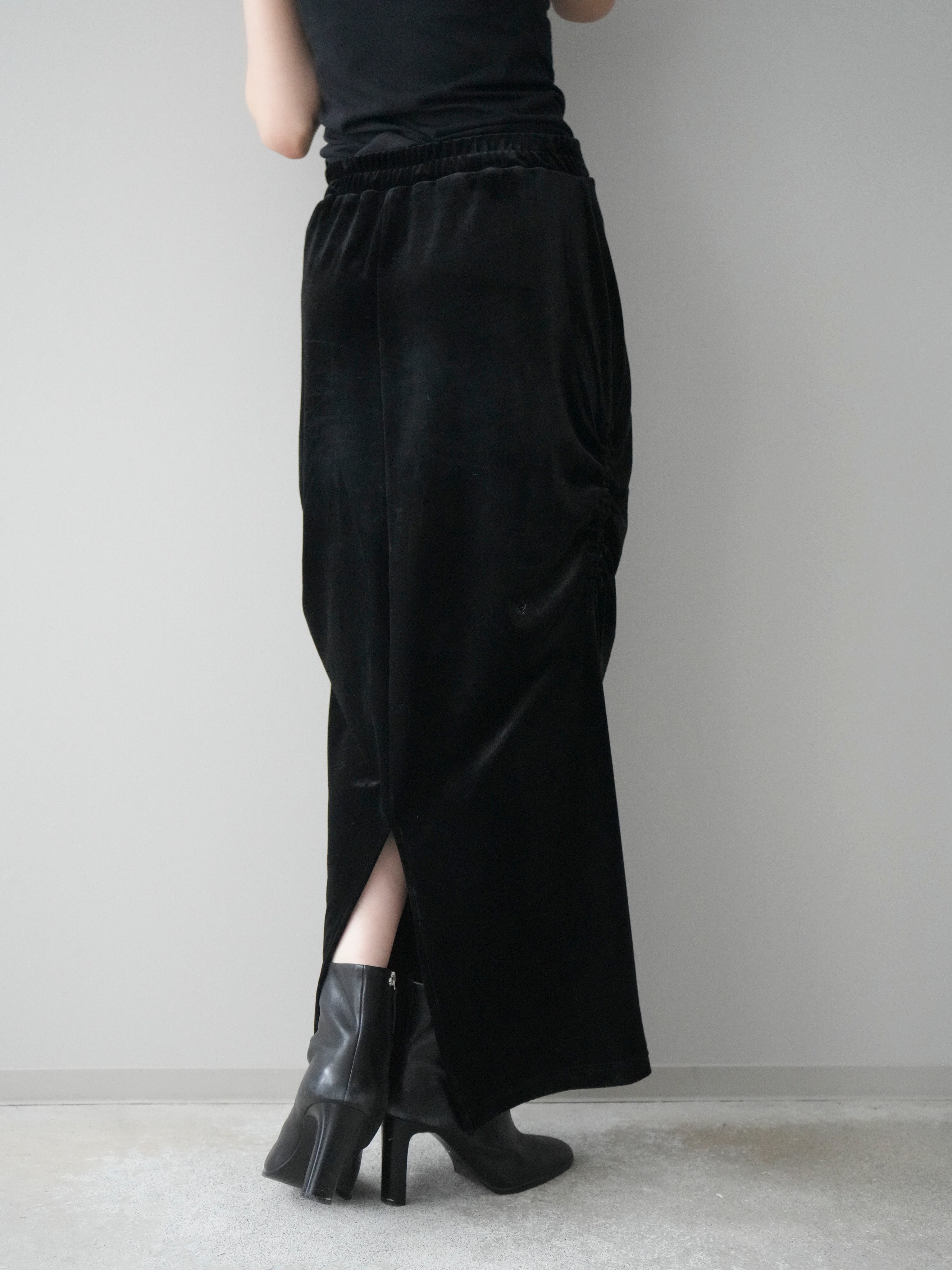 ベロアギャザースカート 予約]ギャザーベロアスカート/black – Lumier