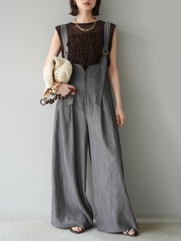 【預購】鏤空流蘇針織上衣/棕色