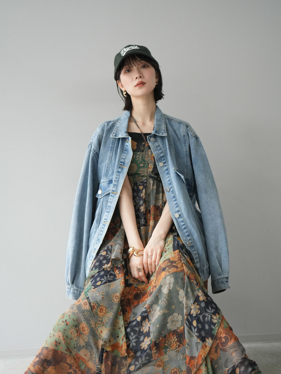 [預購] 拼布荷葉邊吊帶洋裝/混色