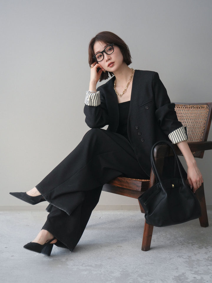 [SET]ノーカラージャケット+選べるアクセセット(2set)