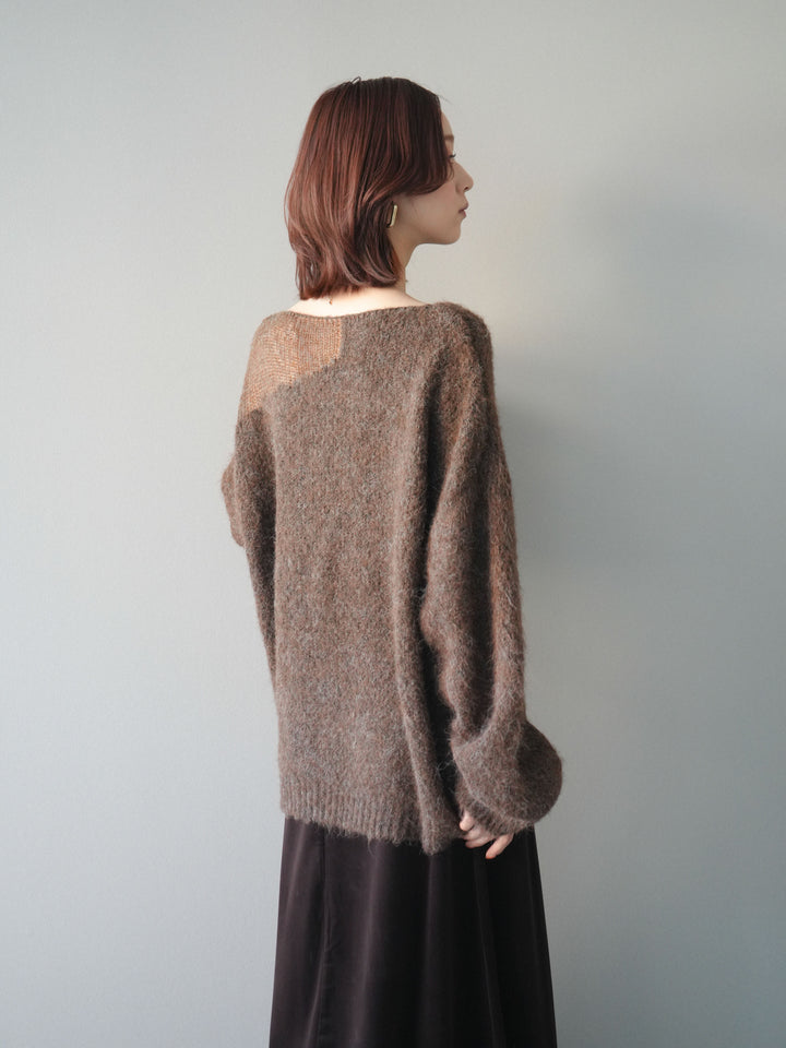 [SET]透かしデザインニットプルオーバー+ベルベットナロースカート(2set)