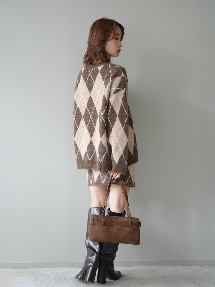 [SET]アーガイル柄ニットプルオーバー＆ミニスカート