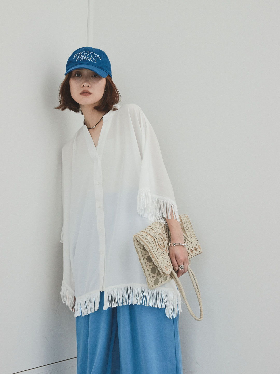 [予約]スクエアフリンジポンチョブラウス/オフ