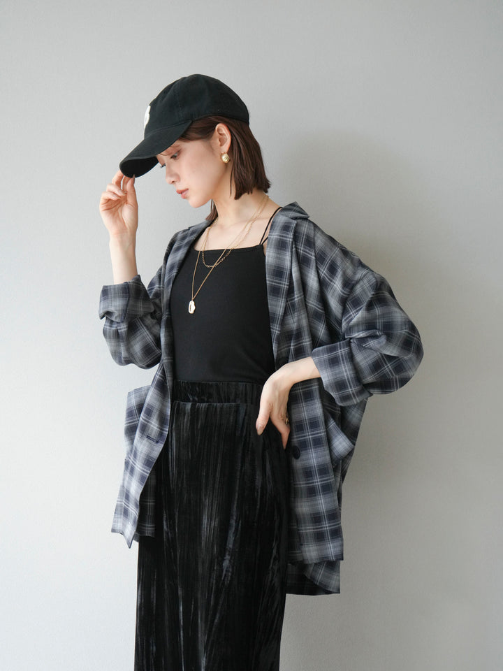 [予約]チェックシャツジャケット/ネイビー