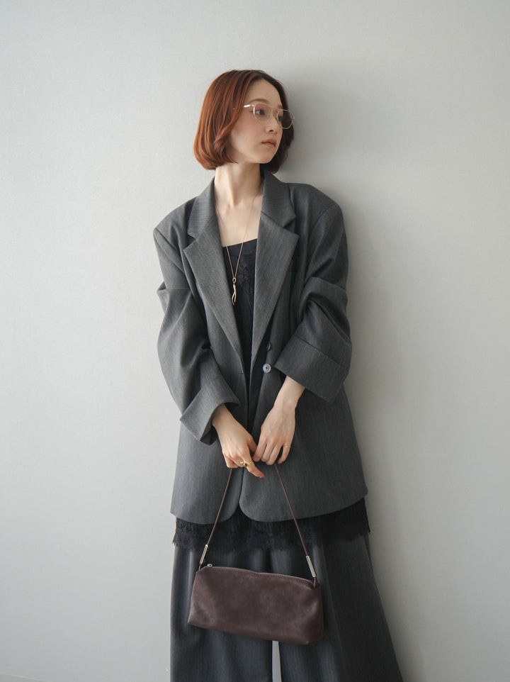 [予約]ダブルボタンヘリンボーンジャケット/black