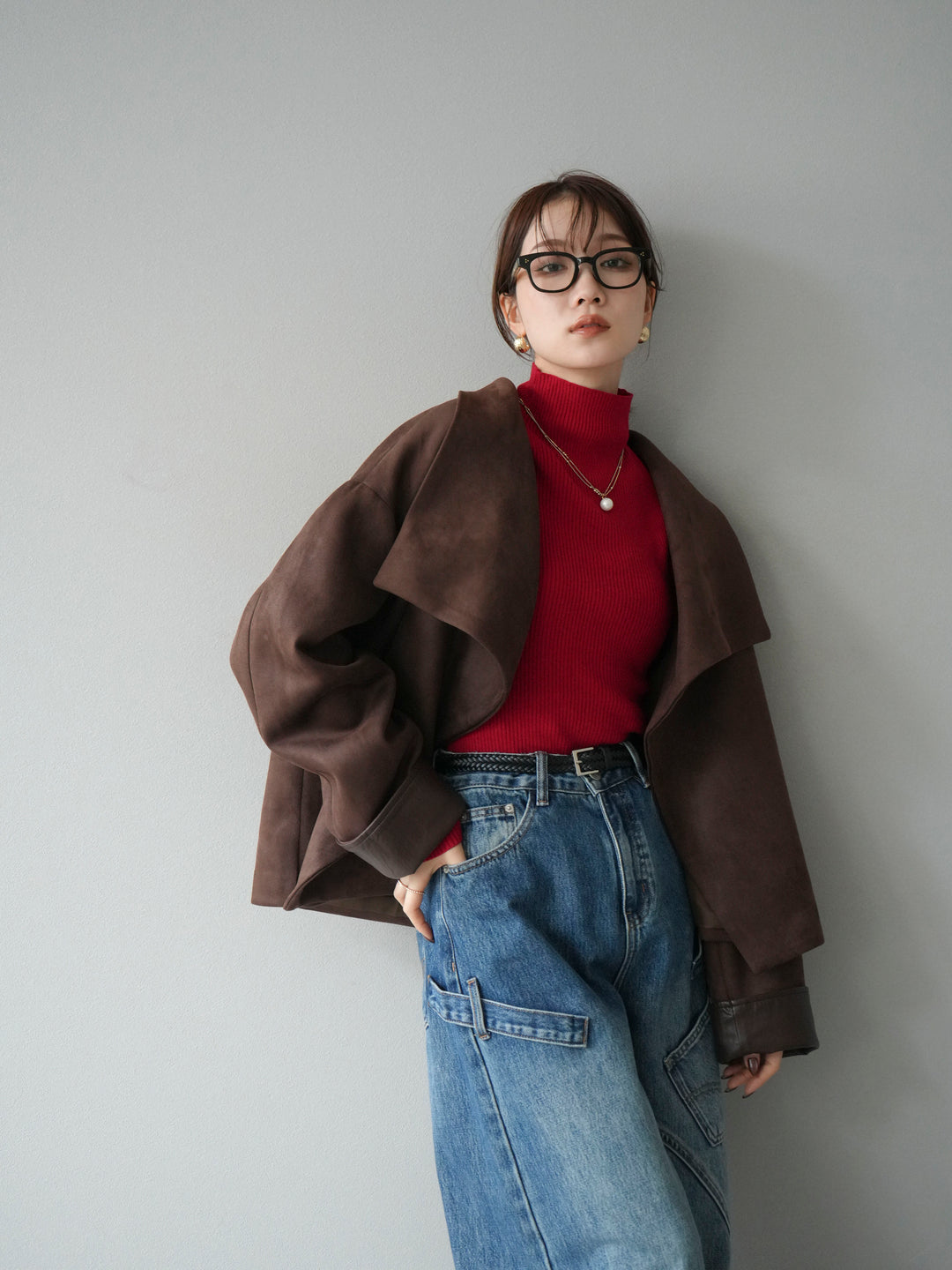 [予約]スウェードショートガウン/ブラウン