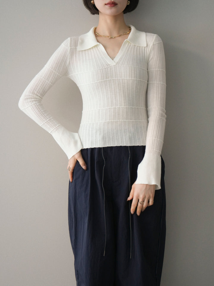 [予約]シアーリブスキッパーニットトップス/ivory