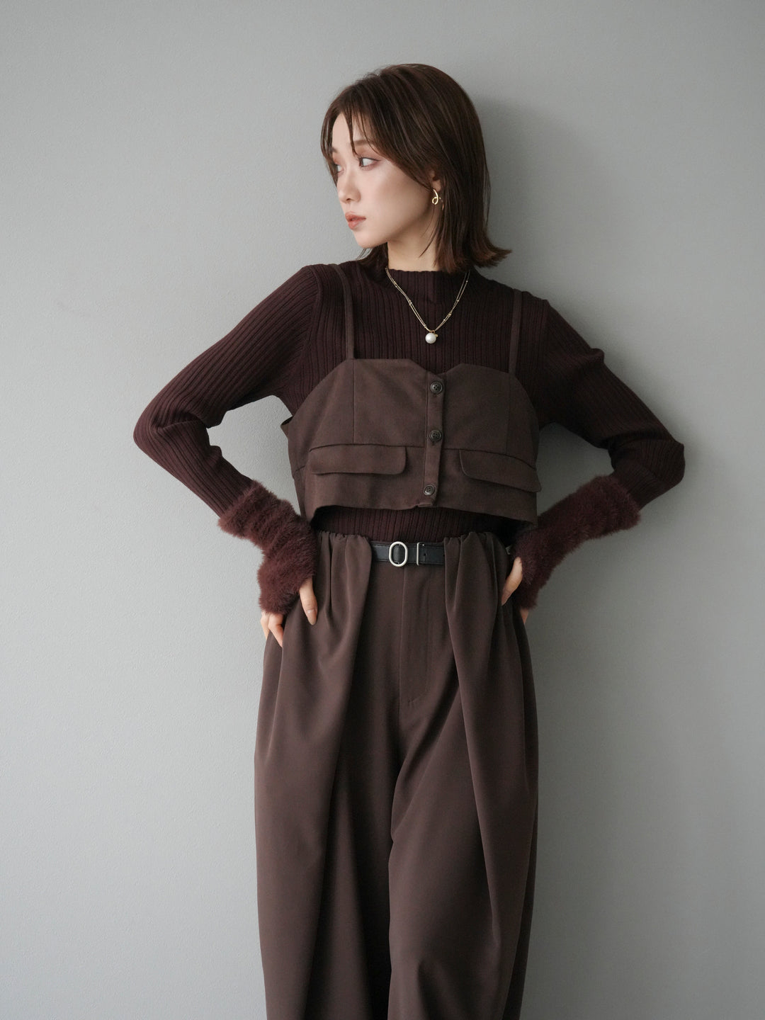 [予約]スウェードビスチェ/ブラウン