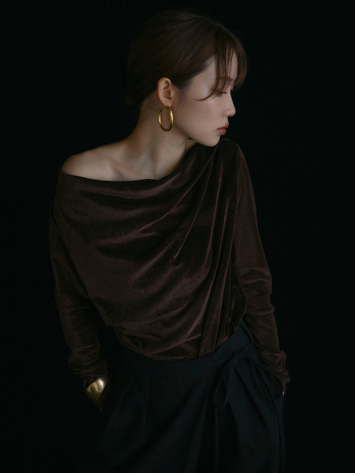 [予約]シアーベロアタックデザイントップス/ブラウン