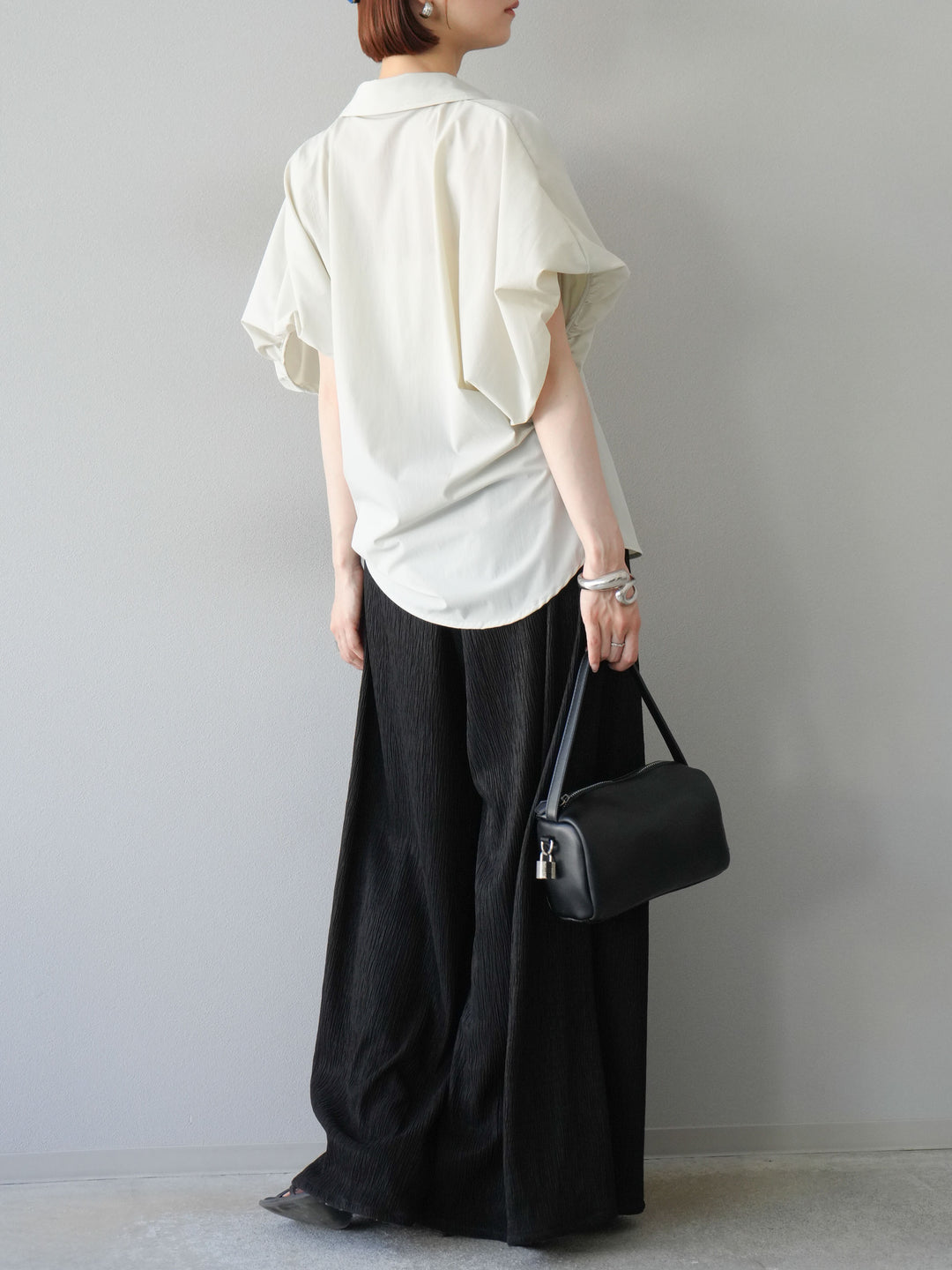 [予約]楊柳バギーパンツ/ブラック