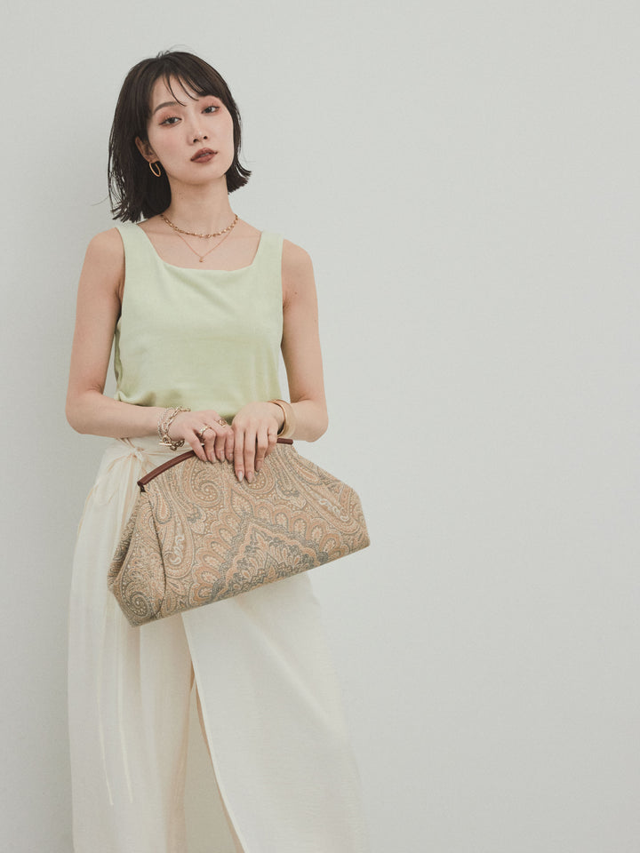 [預購] 方形天鵝絨背心/青檸色