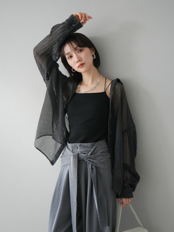 [予約]コットンラメメッシュオーバーシャツ/グレー