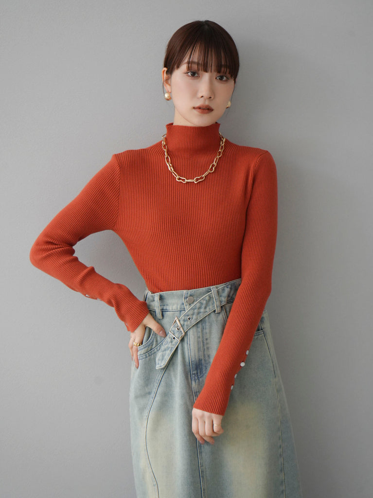 Courreges リブニット 長袖 トップス A オレンジ ロゴ　フランス製 17_4cf2c149-0067-434f-b87b-