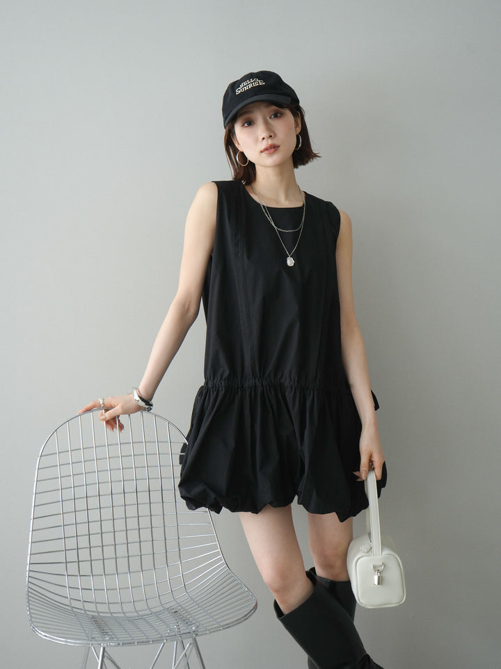 [予約]ノースリバルーンミニワンピース/black