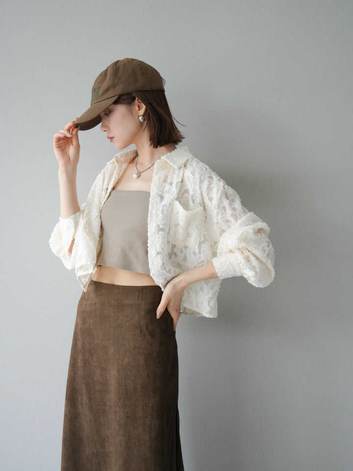 [予約]ジャガードショートシャツ/オフホワイト