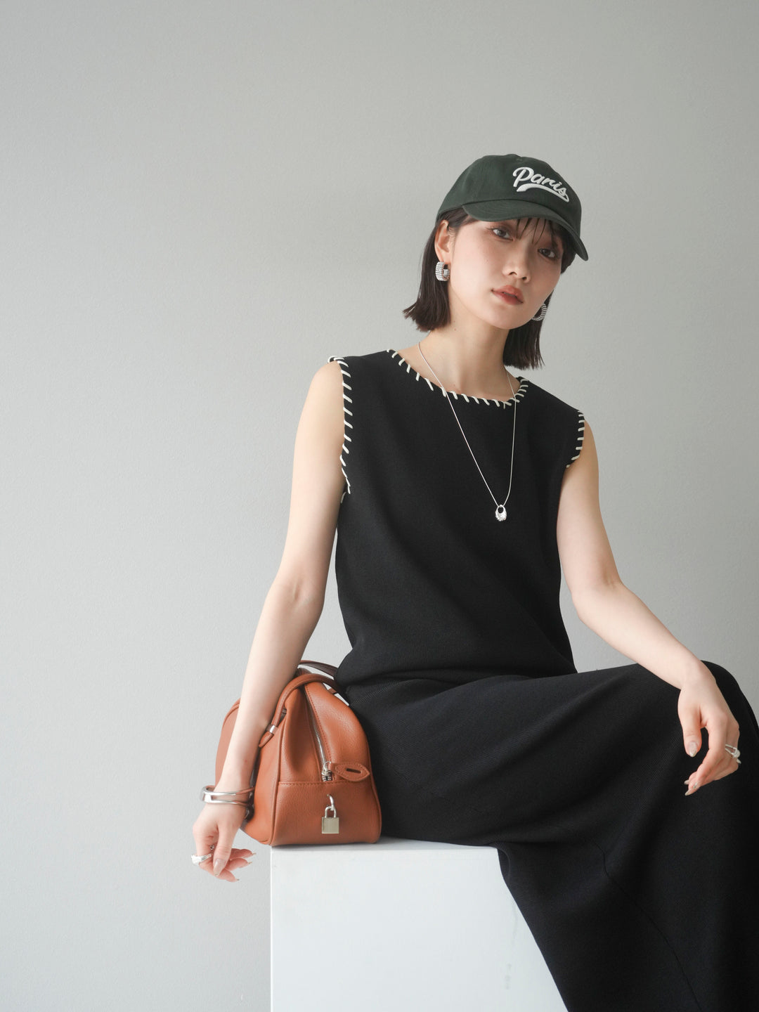 [SET] 亞麻手織套頭衫 + 亞麻手織緊身裙 (2 件套)