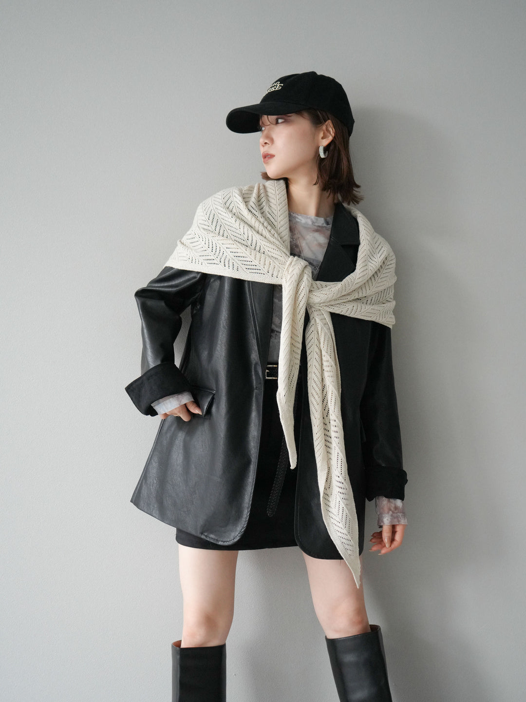 [予約]フェイクレザーテーラードジャケット/ブラック