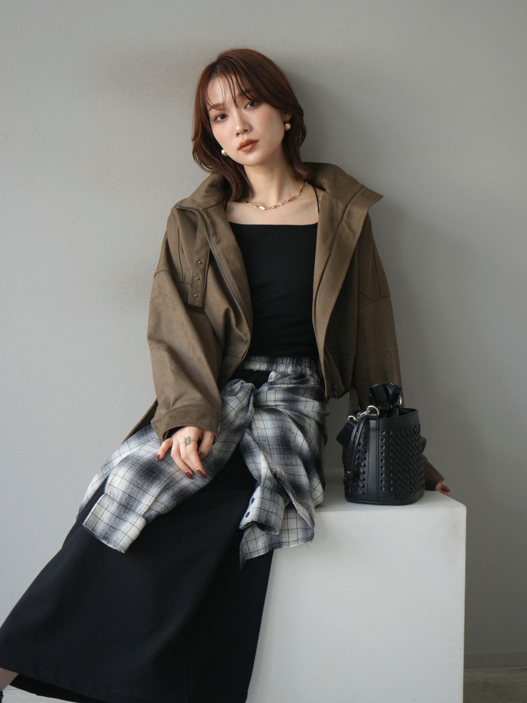 [予約]スエードバルーンショートブルゾン/khaki