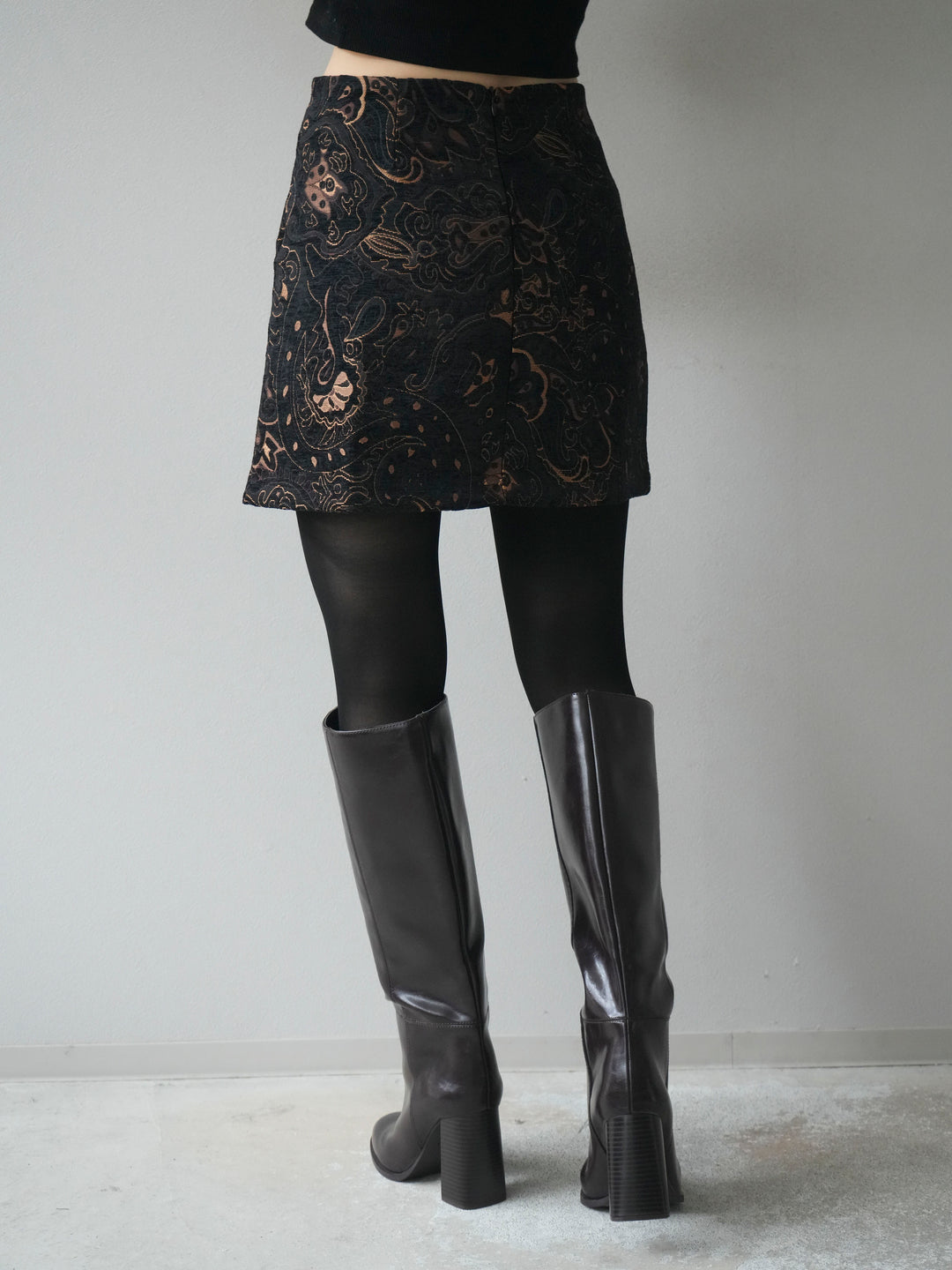 [予約]ジャガードミニスカート/black