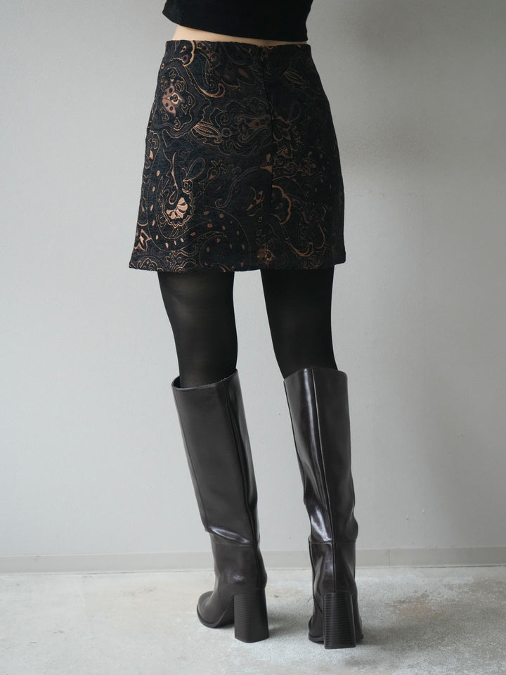 [予約]ジャガードミニスカート/black