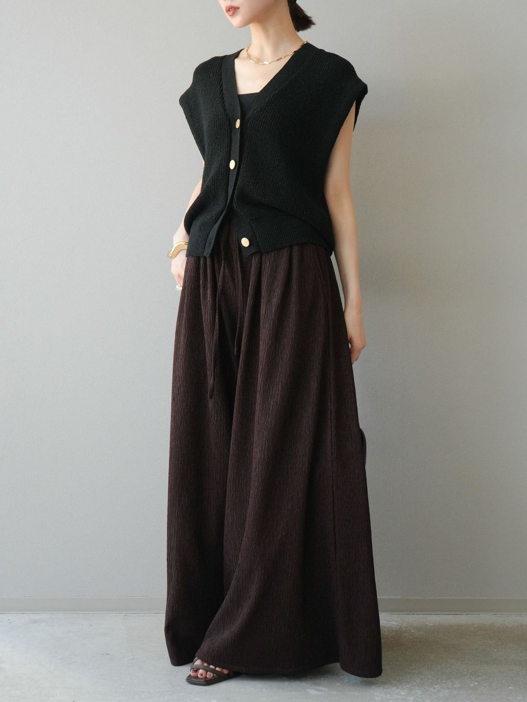 [予約]楊柳バギーパンツ/ブラウン