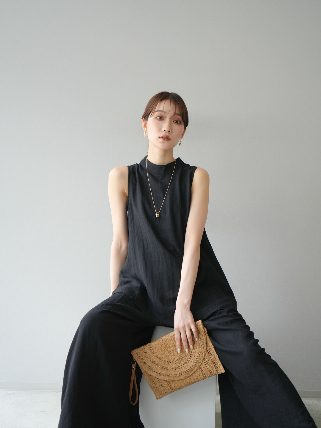 [SET]ホルターネックバックスリットブラウス＆スーパーワイドパンツSET UP(2set)