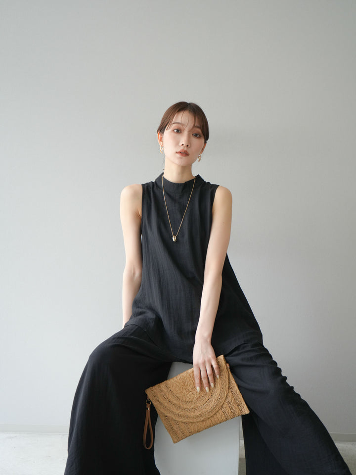 [SET]ホルターネックバックスリットブラウス＆スーパーワイドパンツSET UP(2set)