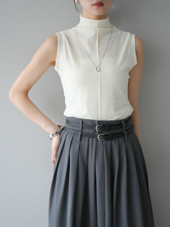 [予約]シアーベロアプチネックノースリーブトップス/アイボリー