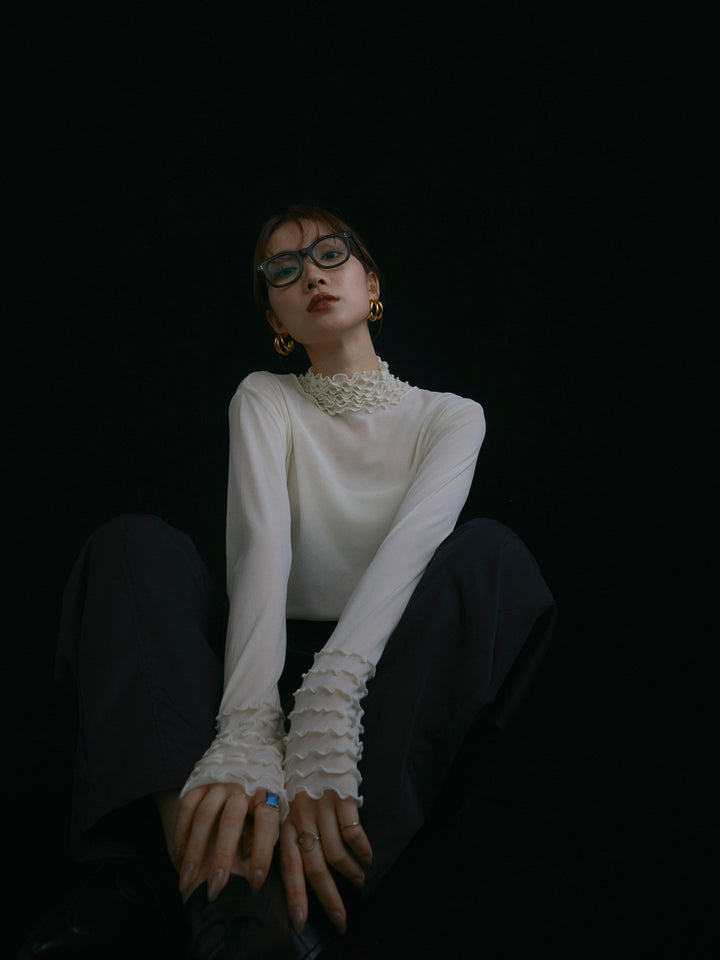 [予約]シアーフリルメロートップス/アイボリー