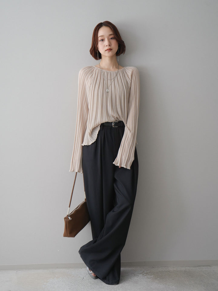 [予約]ベルト付キーホルダーモチーフワイドパンツ/black