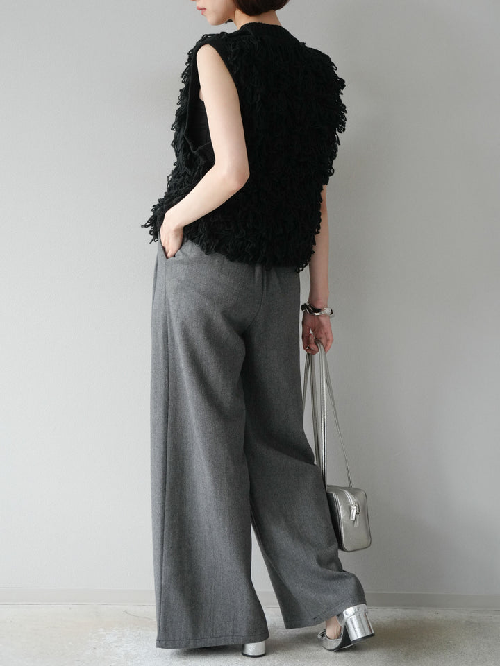 [予約]ツイードタッチタックワイドパンツ/ダークグレー