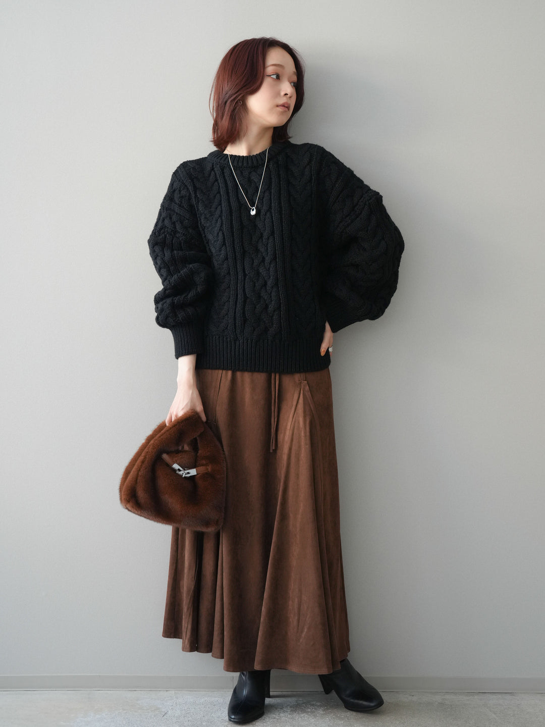 [予約]スエードマーメイドスカート/brown