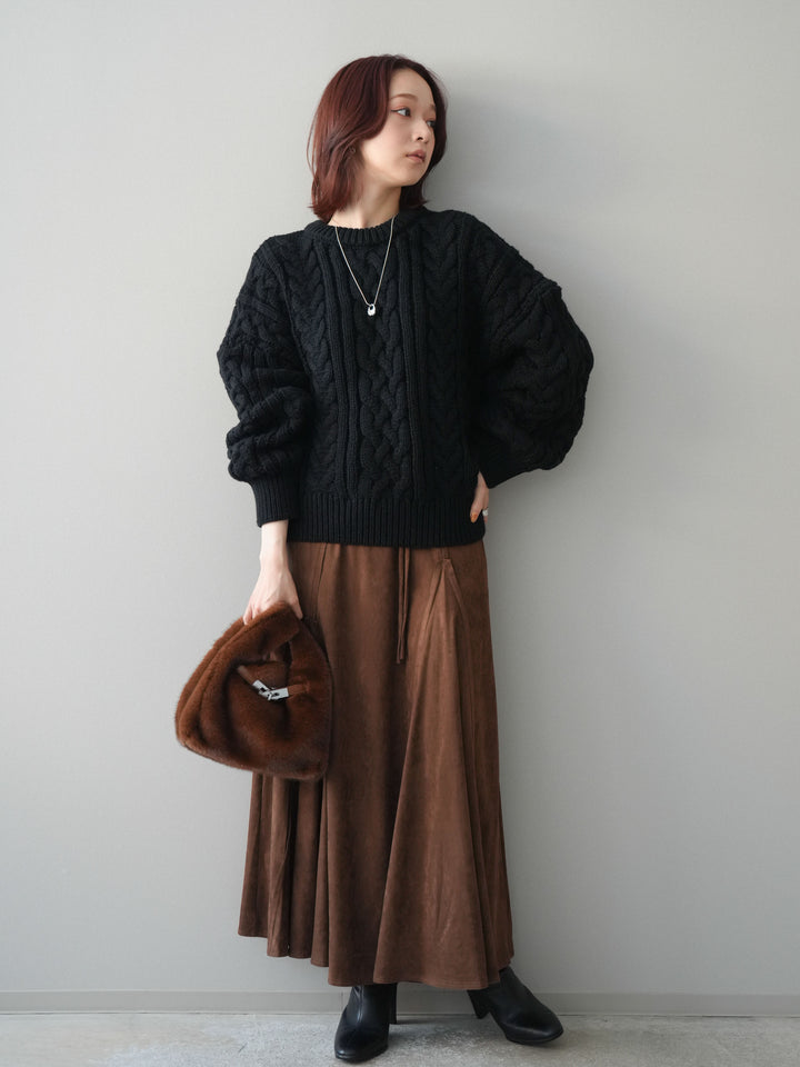 [予約]スエードマーメイドスカート/brown