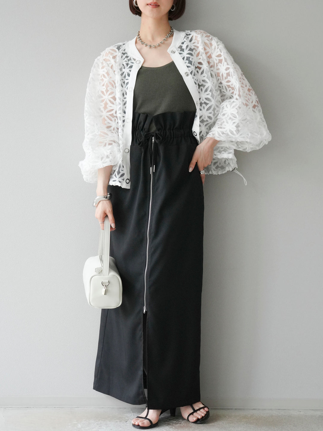 [予約]テープレースシアーブルゾン/オフホワイト