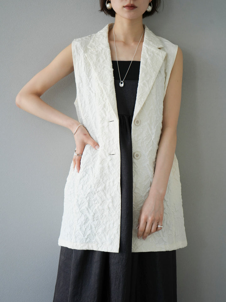 [Pre-order] Puffy jacquard tailored gilet/ivory