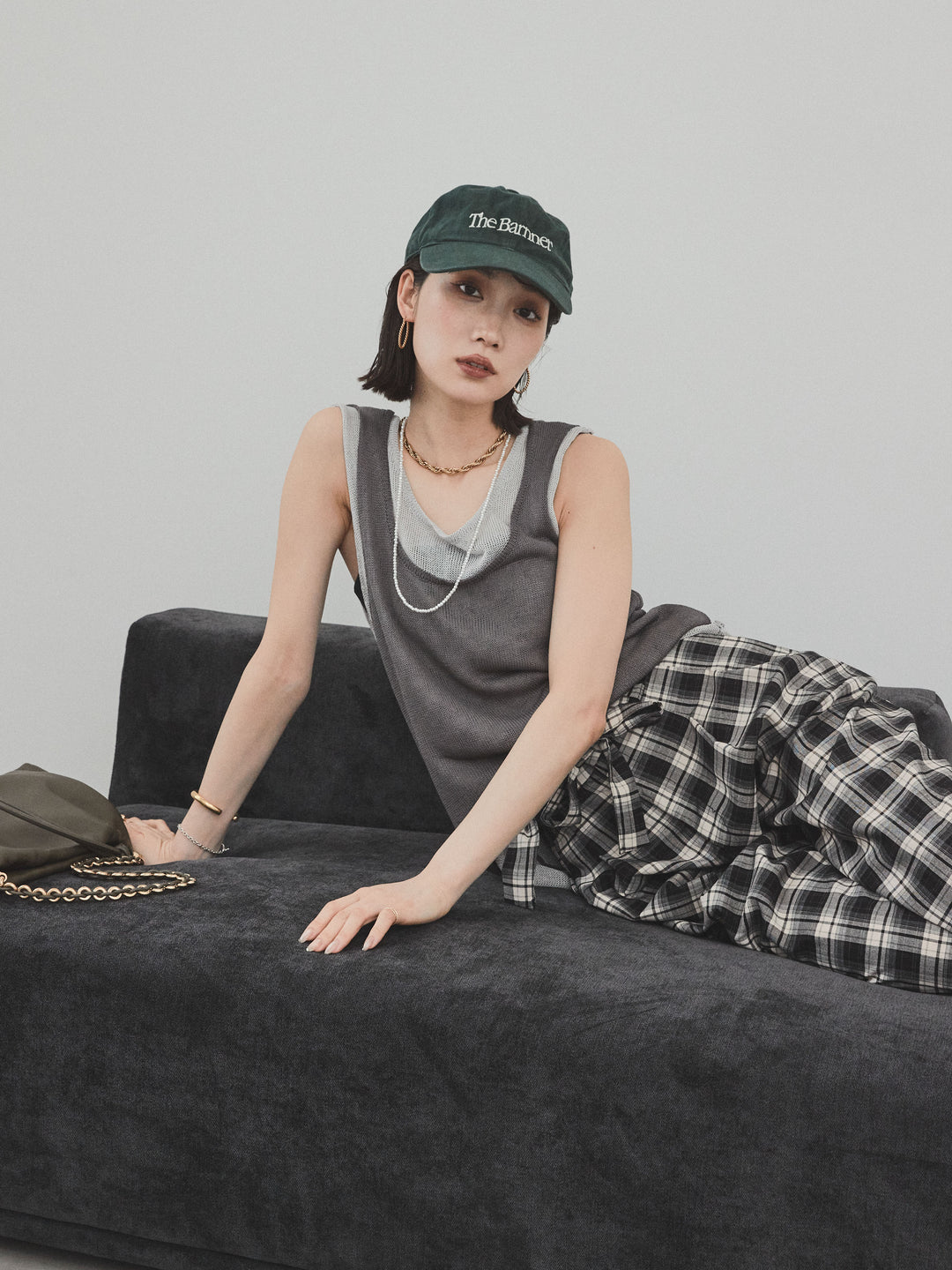 [預購] 雙色多層針織背心/黑色