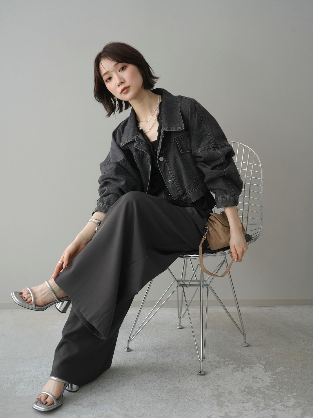 [予約]デニムショートシャツジャケット/black