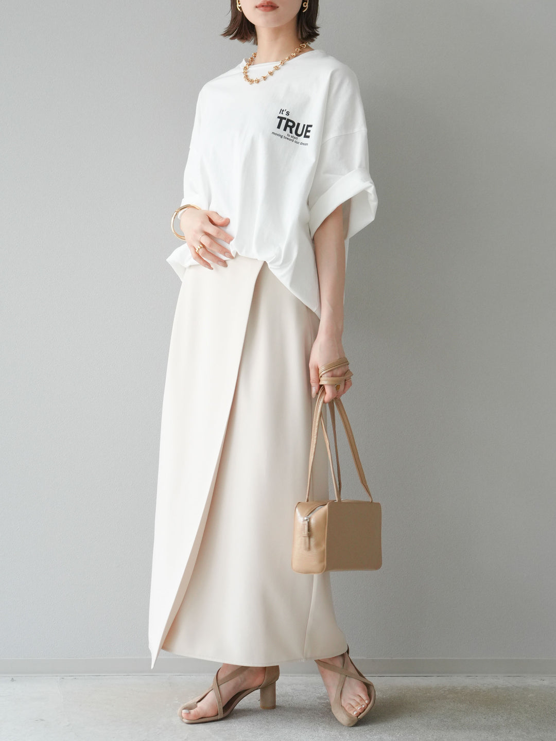 [予約]ツイルラップナロースカート/アイボリー S