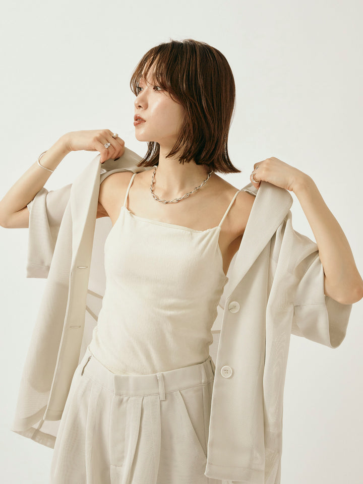 【Allure】[SET]メッシュハーフテーラードジャケット+メッシュハーフテーラードジャケット(2set)