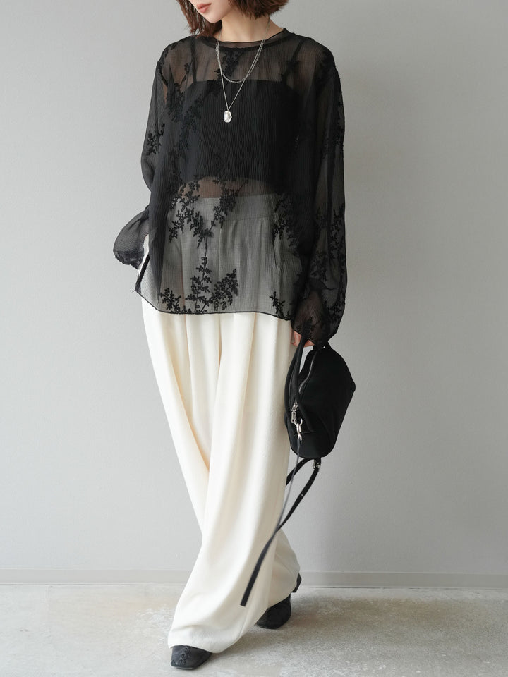 [予約]ネップワイドパンツ/アイボリー