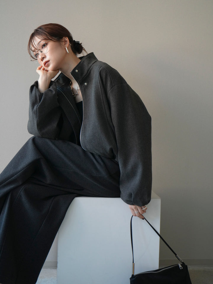 [予約]タックデザインジップブルゾン/charcoal