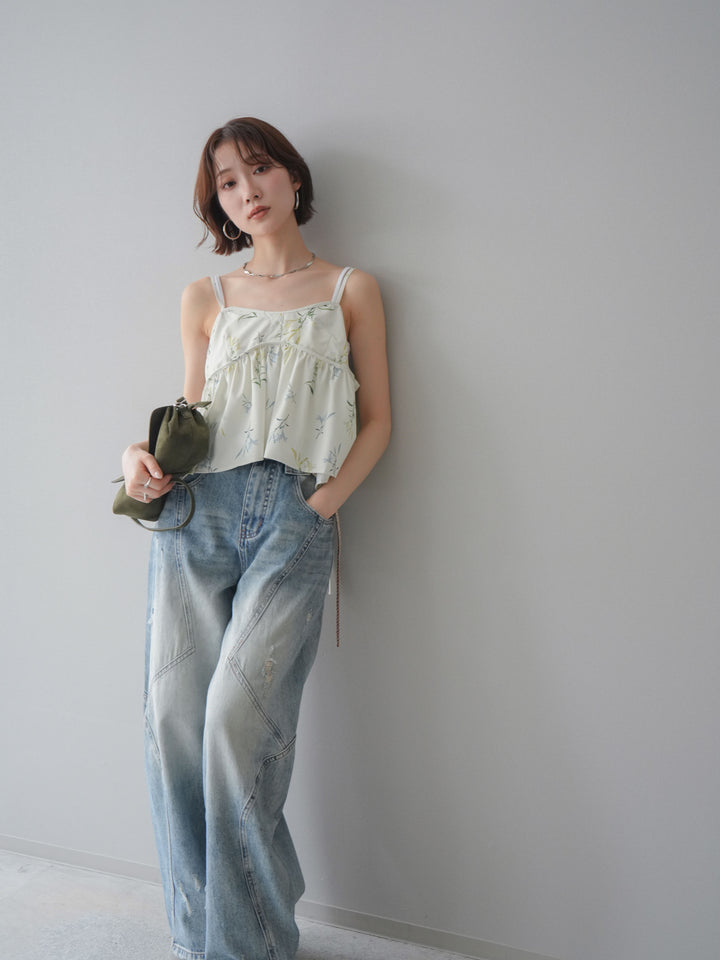 [SET]フラワープリントキャミソール+フラワープリントキャミソール(2set)