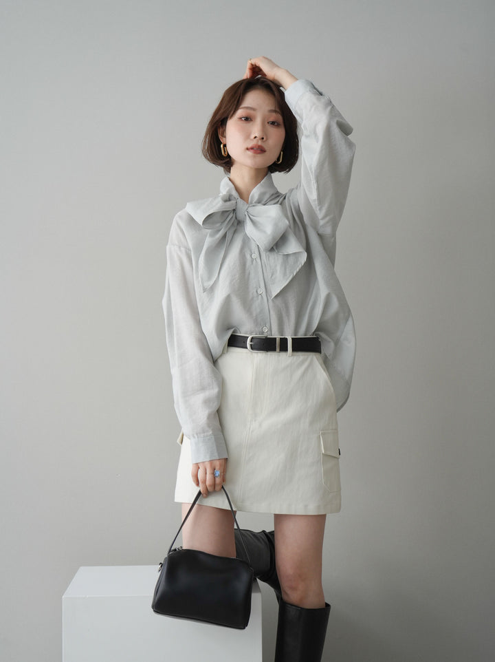 [予約]シアーボウタイブラウス/gray