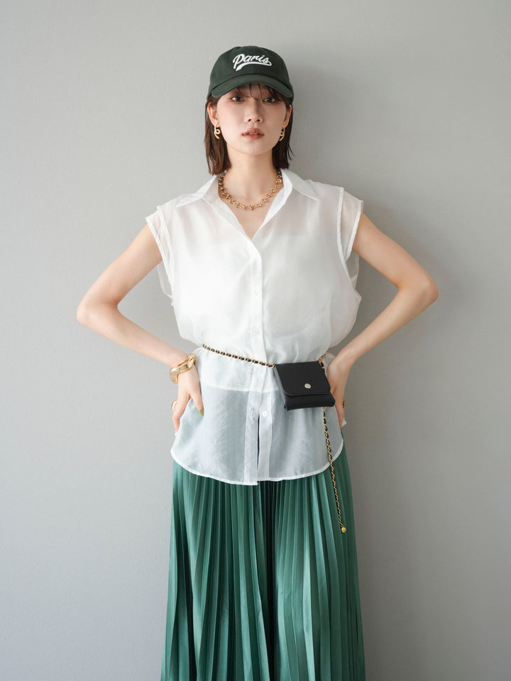 [SET] 硬紗層疊透視襯衫 + 硬紗層疊透視襯衫 (2set)