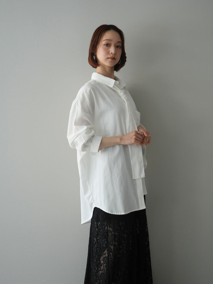 [予約]コットンライクボウタイオーバーシャツ/offwhite